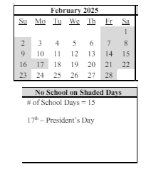 District School Academic Calendar for Imlay Elementary School for February 2025