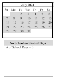 District School Academic Calendar for Imlay Elementary School for July 2024