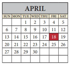 District School Academic Calendar for Pflugerville Middle for April 2025