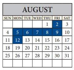 District School Academic Calendar for Parmer Lane Elementary for August 2024