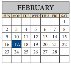 District School Academic Calendar for Travis Co J J A E P for February 2025