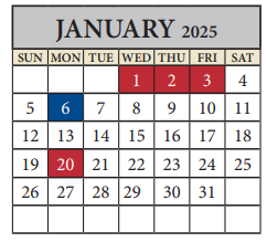 District School Academic Calendar for Pflugerville Elementary School for January 2025