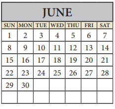 District School Academic Calendar for Kelly Lane Middle School for June 2025