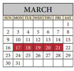 District School Academic Calendar for Dessau Middle School for March 2025