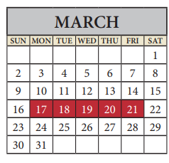 District School Academic Calendar for River Oaks Elementary for March 2025