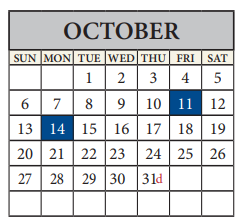 District School Academic Calendar for Brookhollow Elementary School for October 2024