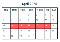 District School Academic Calendar for Bregy F Amedee Sch for April 2025