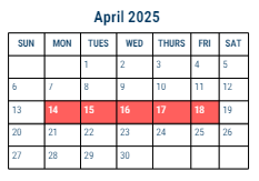 District School Academic Calendar for Turner John P MS for April 2025