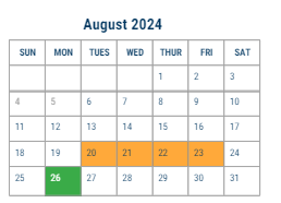 District School Academic Calendar for Dick William Sch for August 2024