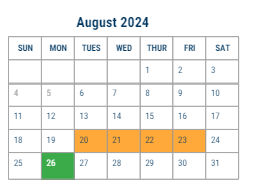 District School Academic Calendar for Penn Treaty MS for August 2024