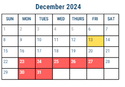 District School Academic Calendar for Lewis Ada H MS for December 2024
