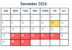 District School Academic Calendar for Peirce Thomas M Sch for December 2024