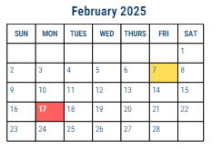 District School Academic Calendar for Washington Martha Sch for February 2025