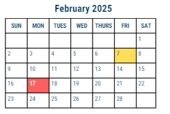 District School Academic Calendar for Prince Hall for February 2025