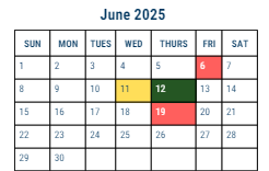 District School Academic Calendar for Stetson John B MS for June 2025
