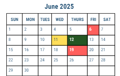 District School Academic Calendar for Prince Hall for June 2025