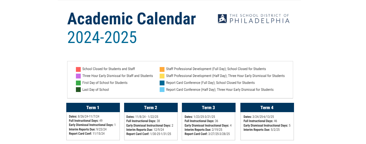 District School Academic Calendar Key for Masterman Julia R Sec Sch
