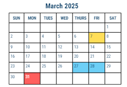 District School Academic Calendar for Penrose Sch for March 2025