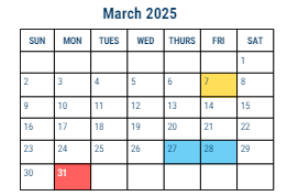 District School Academic Calendar for Fairhill Sch for March 2025