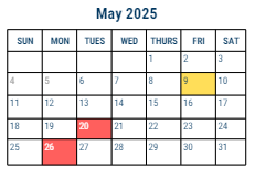 District School Academic Calendar for Bridesburg Sch for May 2025