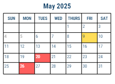 District School Academic Calendar for Masterman Julia R Sec Sch for May 2025