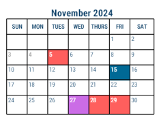 District School Academic Calendar for Welsh John Sch for November 2024