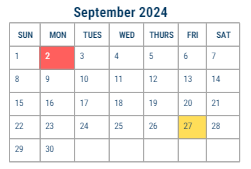 District School Academic Calendar for Mifflin Thomas Sch for September 2024