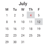 District School Academic Calendar for Phoenix Prep Academy for July 2024