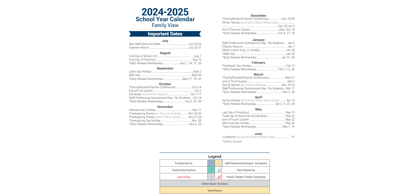 District School Academic Calendar Key for Phoenix Prep Academy
