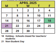 District School Academic Calendar for Ewes-eckerd Youth Conservation for April 2025