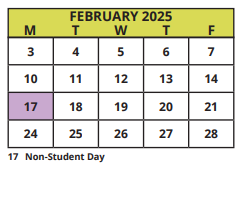 District School Academic Calendar for Southside Fundamental Middle for February 2025
