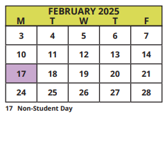 District School Academic Calendar for Cypress Woods Elementary School for February 2025