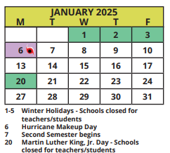 District School Academic Calendar for Dees - Ptec ST. Petersburg for January 2025