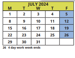 District School Academic Calendar for Oldsmar Elementary School for July 2024