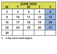 District School Academic Calendar for Northeast High School for June 2025