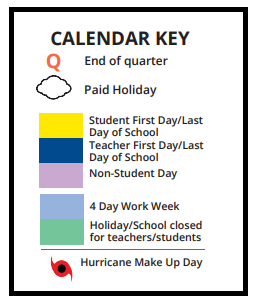 District School Academic Calendar Legend for Cypress Woods Elementary School