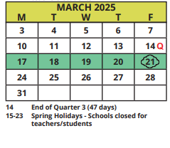 District School Academic Calendar for Cypress Woods Elementary School for March 2025