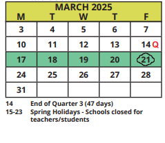 District School Academic Calendar for San Jose Elementary School for March 2025