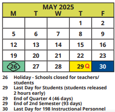 District School Academic Calendar for Cypress Woods Elementary School for May 2025