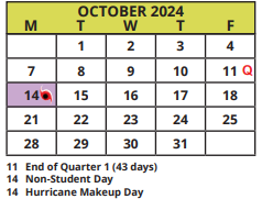 District School Academic Calendar for Azalea Elementary School for October 2024