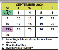 District School Academic Calendar for Safety Harbor Middle School for September 2024