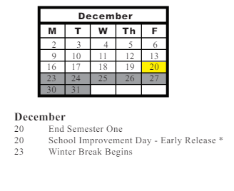 District School Academic Calendar for Grand Prairie Elementary for December 2024