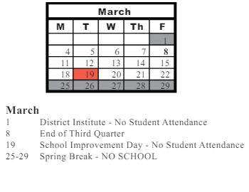 District School Academic Calendar for Grand Prairie Elementary for March 2025