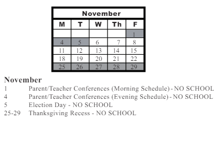 District School Academic Calendar for Grand Prairie Elementary for November 2024