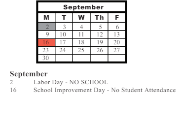 District School Academic Calendar for Grand Prairie Elementary for September 2024