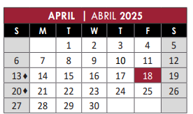 District School Academic Calendar for Armstrong Middle for April 2025