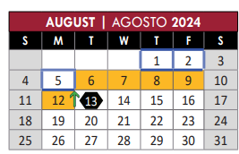 District School Academic Calendar for Pearson Early Childhood for August 2024