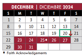 District School Academic Calendar for Mitchell Elementary School for December 2024