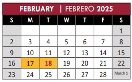District School Academic Calendar for David Mccall Elementary for February 2025