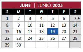 District School Academic Calendar for Saigling Elementary School for June 2025